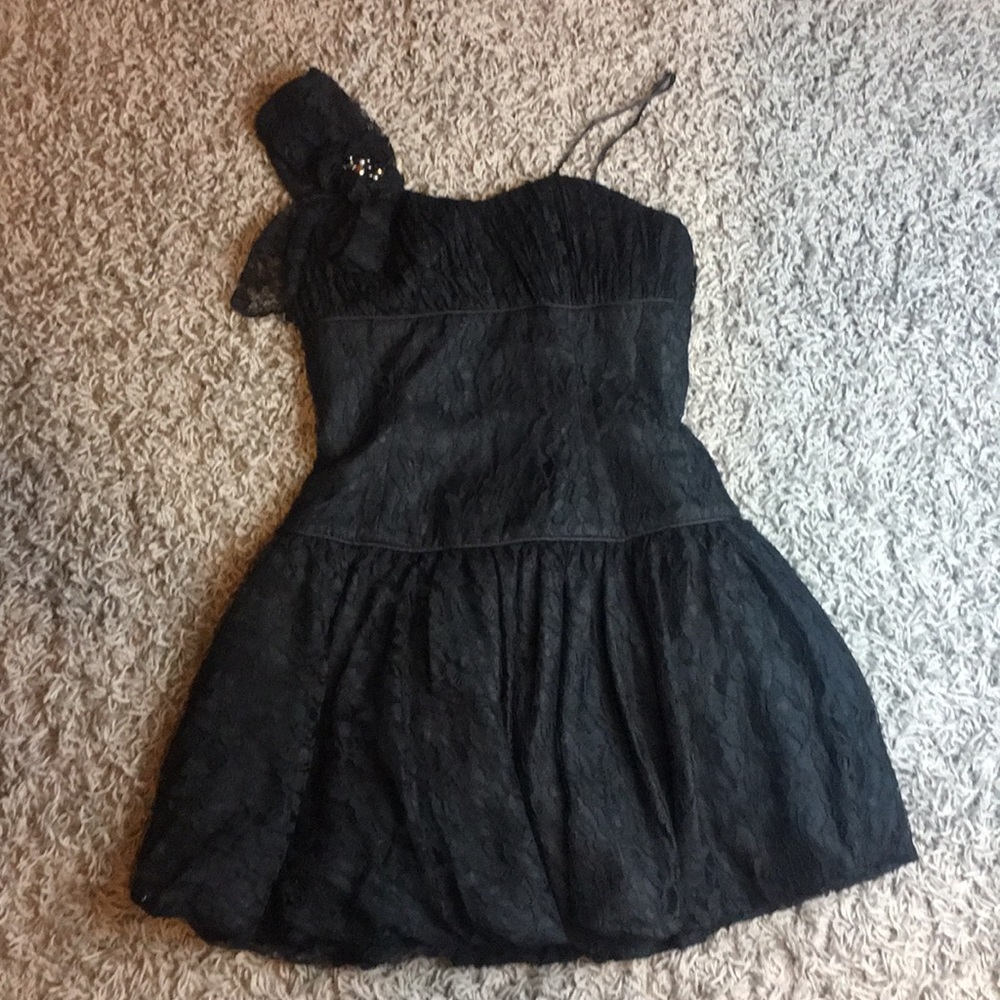 Black lacy dress with jewel detail